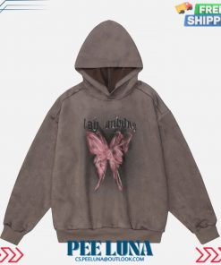 AMERICAN RETRO BUTTERFLY GRAFFITI HOODED SUEDE HOODIE