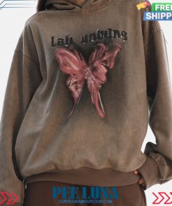 AMERICAN RETRO BUTTERFLY GRAFFITI HOODED SUEDE SWEATSHIRT