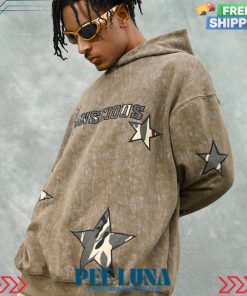 AMERICAN RETRO PATCH STAR HOODED SWEATSHIRT