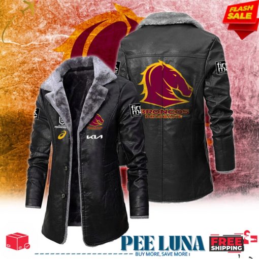 BRISBANE BRONCOS – NRL LEATHER FLEECE COAT