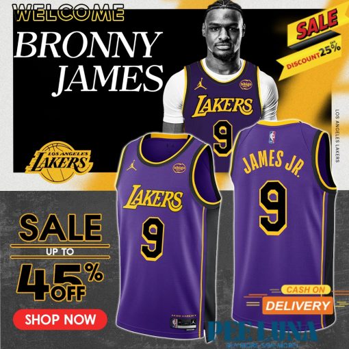 Los Angeles Lakers Nike Icon Swingman Jersey NBA 2024 Draft Pick Bronny James Jr. Unisex