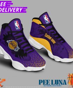 NBA Los Angeles Lakers AJ13 Bee Custom Name Shoes