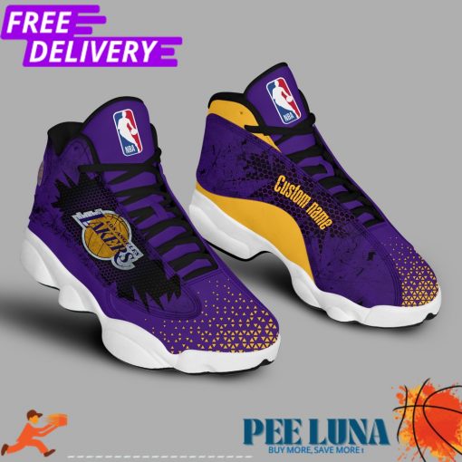 NBA Los Angeles Lakers AJ13 Bee Custom Name Shoes