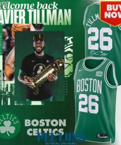 Xavier Tillman Kelly Green Boston Celtics Swingman Badge Player Jersey . Signature Edition