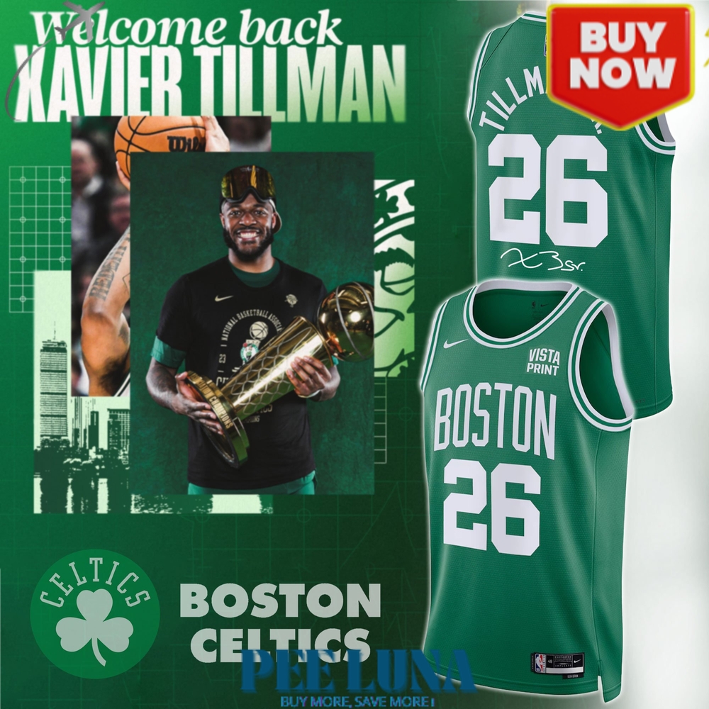 Xavier Tillman Kelly Green Boston Celtics Swingman Badge Player Jersey . Signature Edition