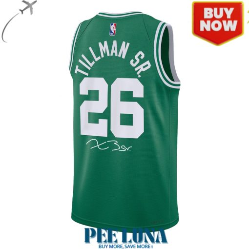 Xavier Tillman Kelly Green Boston Celtics Swingman Badge Player Jersey . Signature Edition