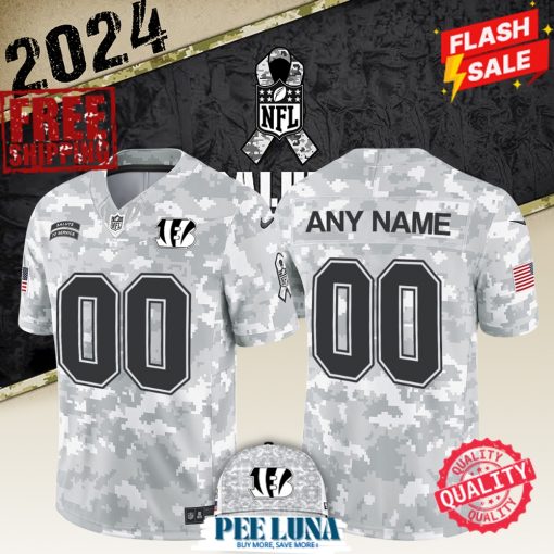 Nike Joe Burrow Arctic Camo Cincinnati Bengals 2024 Salute to Service Limited Jersey