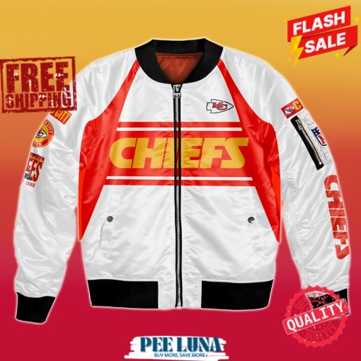 Kansas City Chiefs Team Offical Custom Red And White Bomber Jacket