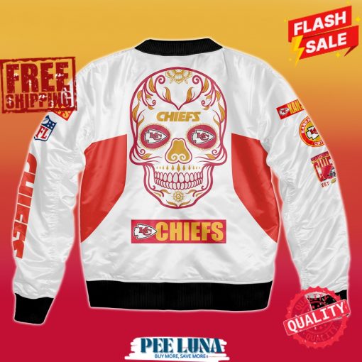 Kansas City Chiefs Team Offical Custom Red And White Bomber Jacket