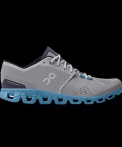 On Cloud X Grey on Blue Shoes