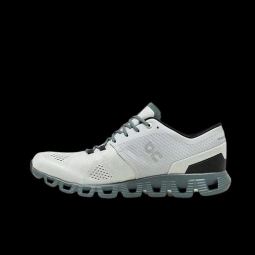 On Cloud X Pearl White on Green Asphalt Shoes