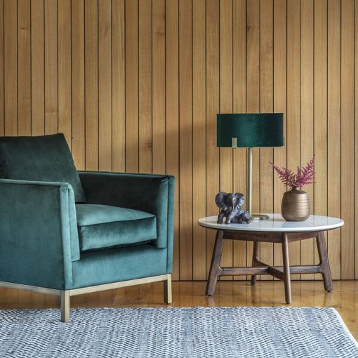 Akari Mid-Century Walnut Coffee Table with White Marble Top