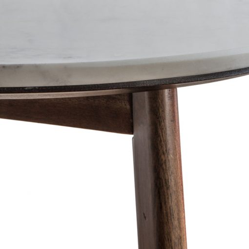 Akari Mid-Century Walnut Side Table with White Marble Top