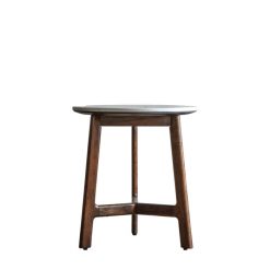 Akari Mid Century Walnut Side Table with White Marble Top6