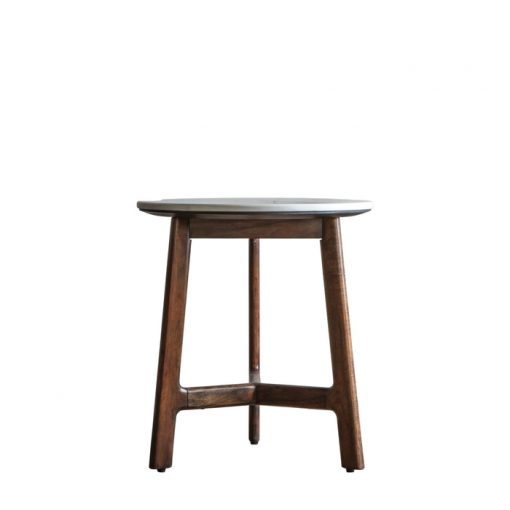 Akari Mid-Century Walnut Side Table with White Marble Top
