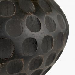 Antique Black Mango Wood Table Lamp – Textured Base & Natural Linen Shade4